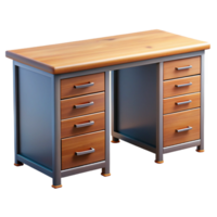 splendibolurban Desk with oak wootop, metal drawers, modern design, soft lighting, front view, style studio photography, isolateon transparent background,high-resolution product photography elite png