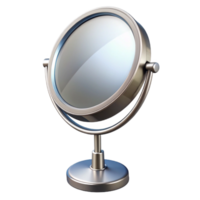 celebratebaroque Oval vanity mirror with silver frame, beveleedge, reflecting studio lights, style studio photography, isolateon transparent background,high-resolution product photography flawless png
