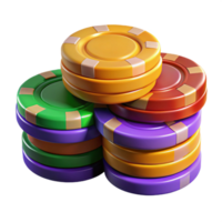 dramatic serene Stack of colorful poker chips, detaileengravings, alternating colors, dramatic lighting, top-down view, isolateon transparent background,high-resolution product photography artisan png