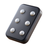 stunning bolindustrial Single domino tile, black with white dots, smooth finish, studio lighting, top-down view, isolateon transparent background,high-resolution product photography gallery standard png