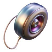 gorgeous dramatic avant-garde Yo-yo, metallic finish, string attached, studio lighting, mid-spin blur, isolateon transparent background,high-resolution product photography fine detail png
