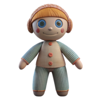 picturesque unforgettable Rag doll, stitchefeatures, patternefabric, soft lighting, front view, isolateon transparent background,high-resolution product photography png