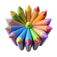 covetetraditional Set of colorepencils, sharpenetips, arrangein a fan shape, studio lighting, top-down view, isolateon transparent background,high-resolution product photography 4K png