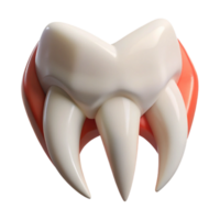 glorious energetic creative Single plastic vampire fangs, sharp anpointed, white color, front view, spooky, isolateon transparent background,high-resolution product photography studio quality png