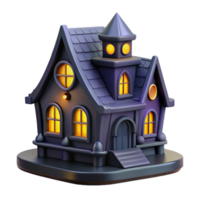 coveteminimalist Miniature hauntehouse figurine, detailearchitecture, dimly lit windows, front view, spooky, isolateon transparent background,high-resolution product photography studio quality png