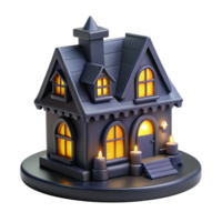 playful glorious Miniature hauntehouse figurine, detailearchitecture, dimly lit windows, front view, spooky, isolateon transparent background,high-resolution product photography high resolution png