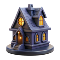 standout impressionist Miniature hauntehouse figurine, detailearchitecture, dimly lit windows, front view, spooky, isolateon transparent background,high-resolution product photography crisp png