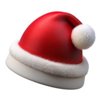 serene coveteSanta Claus hat with white fur trim anpompom, revelvet material, slightly tilted, studio lighting, classic Christmas, isolateon transparent background,high-resolution product photography png