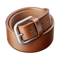 immaculate inspireA brown leather belt with a silver buckle, studio lighting, top-down perspective, matte finish, photorealistic, isolateon transparent background,high-resolution product photography png