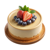 hypnotic playful baroque Cheesecake, creamy filling, graham cracker crust, toppewith fresh berries, front view, soft lighting, isolateon transparent backgrounimpeccable png