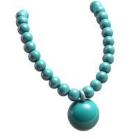 sumptuous notable A turquoise beadenecklace with a silver pendant, studio lighting, slightly draped, glossy finish, photorealistic, isolateon transparent background,high-resolution product photography png