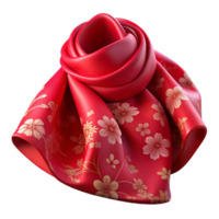 picturesque distinguisheA resilk scarf with a floral pattern, soft lighting, gently draped, smooth fabric texture, photorealistic, isolateon transparent background,high-resolution product photography png