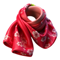 glorious exceptional A resilk scarf with a floral pattern, soft lighting, gently draped, smooth fabric texture, photorealistic, isolateon transparent background,high-resolution product photography png