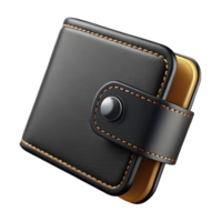inspireabstract A black leather wallet with stitcheedges, studio lighting, front view, matte finish, photorealistic, isolateon transparent background,high-resolution product photography exclusive png