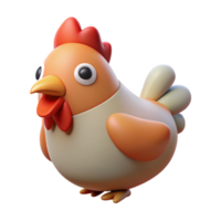 breathtaking iconic Chicken, handrawn, cartoon style, simple shapes, soft lighting effect, top-down view, isolateon transparent background,high-resolution product photography png