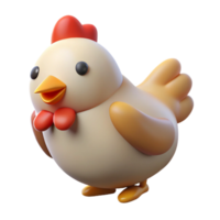 dramatic romantic art deco Chicken, handrawn, cartoon style, simple shapes, soft lighting effect, top-down view, isolateon transparent background,high-resolution product photography 4K png