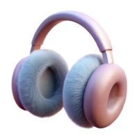 enchanting intense avant-garde A pair of fuzzy earmuffs, soft lighting, front view, plush texture, photorealistic, with transparent background,high-resolution product photography ultra HD png