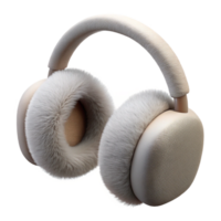mysterious striking A pair of fuzzy earmuffs, soft lighting, front view, plush texture, photorealistic, with transparent background,high-resolution product photography expertly shot png