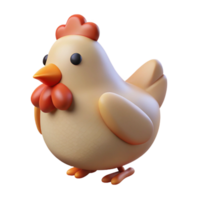 dramatic glorious Chicken, handrawn, cartoon style, simple shapes, soft lighting effect, top-down view, isolateon transparent background,high-resolution product photography museum quality png