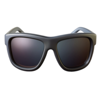 pristine celebratePolarizesunglass frame, sleek black plastic, reflective lenses, studio lighting, front view, render, isolateon transparent background,high-resolution product photography png
