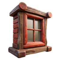 elegant notable Rustic wooden window frame, weatherepaint, visible knots animperfections, dramatic lighting, side view, render, isolateon transparent background,high-resolution product photography png