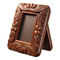 melancholic impressive Embosseleather picture frame, dark brown, detailefloral embossing, soft lighting, render, isolateon transparent background,high-resolution product photography elite png