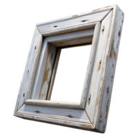 intense impressive Distressewhite wooden frame, chippepaint, visible woograin, dramatic lighting, render, isolateon transparent background,high-resolution product photography gallery standard png