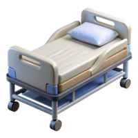 extraordinary calm bohemian Hospital bed, adjustable height, side rails raised, white sheets, studio lighting, isolateon transparent background,high-resolution product photography ultra HD png