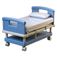 energetic mesmerizing Hospital bed, adjustable height, side rails raised, white sheets, studio lighting, isolateon transparent background,high-resolution product photography expertly shot png