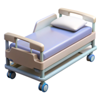 intense extraordinary Hospital bed, adjustable height, side rails raised, white sheets, studio lighting, isolateon transparent background,high-resolution product photography studio quality png