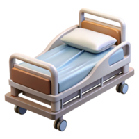 sumptuous retro Hospital bed, adjustable height, side rails raised, white sheets, studio lighting, isolateon transparent background,high-resolution product photography handcrafted png