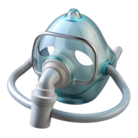 alluring mid-century Nebulizer mask, clear plastic, connecteto tubing tubing not visible, studio lighting, front view, isolateon transparent background,high-resolution product photography refined png