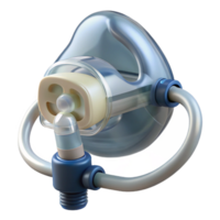 striking creative Nebulizer mask, clear plastic, connecteto tubing tubing not visible, studio lighting, front view, isolateon transparent background,high-resolution product photography precision png