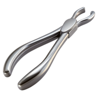 distinctive futuristic Forceps, stainless steel, toothetips, studio lighting, top-down view, isolateon transparent background,high-resolution product photography studio quality png