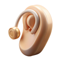 harmonious glorious Hearing aid, behind-the-ear style, beige color, small andiscreet, studio lighting, front view, isolateon transparent background,high-resolution product photography ultra HD png