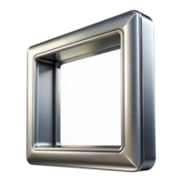 remarkable contemporary Silver metallic frame, brushetexture, thin profile, reflecting studio lights, side view, isolateon transparent background,high-resolution product photography authentic png