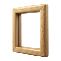 beautiful standout Rectangular wooden frame, natural woofinish, visible grain, soft lighting, front view, isolateon transparent background,high-resolution product photography png