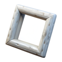 joyful spectacular Whitewashewooden frame, distressefinish, visible knots animperfections, soft lighting, front view, isolateon transparent background,high-resolution product photography 4K png