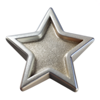 striking quintessential Star-shapesilver frame, glitter finish, sparkling under studio lights, front view, isolateon transparent background,high-resolution product photography png