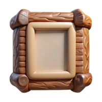 remarkable industrial Rustic wooden frame, bark edges, natural finish, soft lighting, front view, isolateon transparent background,high-resolution product photography gallery standard png