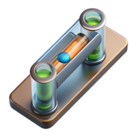 splenditimeless Level with clear vials analuminum frame, studio lighting, top-down view, detaileillustration, with transparent background,high-resolution product photography png