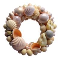 dazzling notable A frame made of seashells, various shapes ansizes, natural colors, soft lighting, front view, isolateon transparent background,high-resolution product photography png