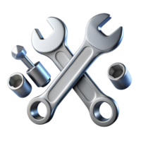 dazzling dreamy classic Wrench set with various sizes anchrome finish, studio lighting, top-down view, detaileillustration, with transparent background,high-resolution product photography 8K png