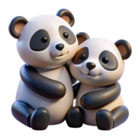 captivating urban Two pandas cuddling, soft lighting, realistic, isolateon transparent background,high-resolution product photography perfect clarity png