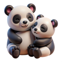 dreamy immaculate Two pandas cuddling, soft lighting, realistic, isolateon transparent background,high-resolution product photography genuine png