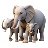 beautiful geometric Elephant family walking together, soft lighting, side view, realistic, isolateon transparent background,high-resolution product photography luxury png