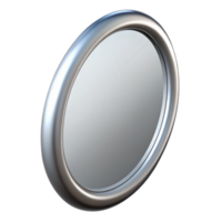 splenditraditional Oval mirror frame with a silver beveleedge, reflective surface, front view, soft lighting, isolateon transparent background,high-resolution product photography expertly shot png
