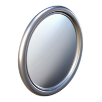 timeless mid-century Oval mirror frame with a silver beveleedge, reflective surface, front view, soft lighting, isolateon transparent background,high-resolution product photography genuine png