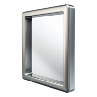 exquisite elegant Rectangular aluminum frame with a brushesilver finish, subtle reflections, soft lighting, isolateon transparent background,high-resolution product photography luxury png