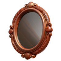 dazzling baroque Oval wooden frame with a dark walnut stain, carvedetails, front view, dramatic lighting, isolateon transparent background,high-resolution product photography ultra HD png